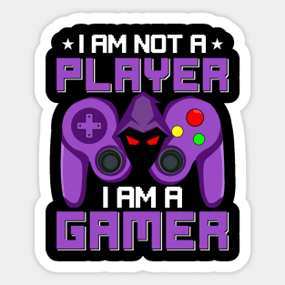 I'm Not A Player, I'm A Gamer Purple Game Controller Video Gamer Gift Sticker